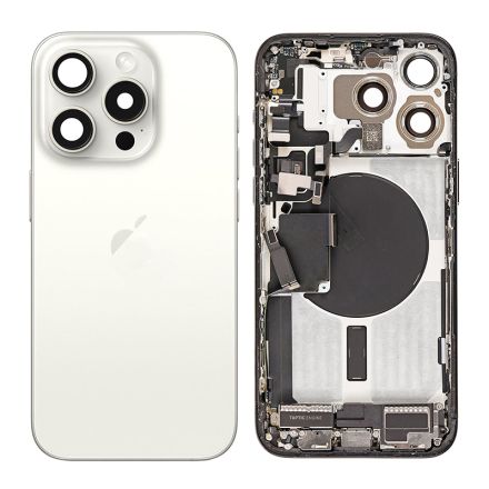 For iPhone 15 Pro Max Back Cover Rear Housing Assembly - White Titanium - OEM Pulled