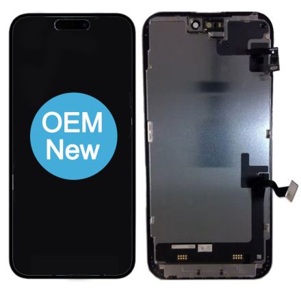 For iPhone 15 OLED Screen Digitizer Assembly with Frame - Black - OEM New
