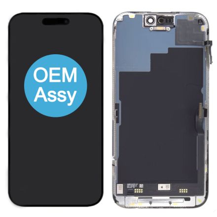 For iPhone 15 Pro OLED Screen Digitizer Assembly with Frame - Black - OEM Assembled