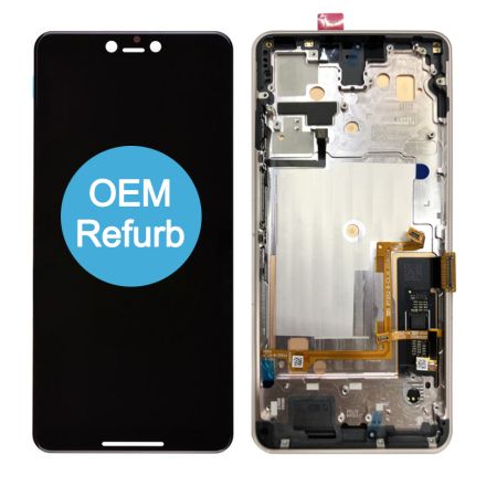 For Google Pixel 3 XL OLED Screen Digitizer Assembly with Front Frame - White - OEM Refurbished