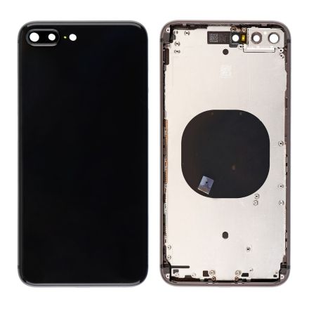For iPhone 8 Plus Back Cover Without Apple Logo - Black - Without Words