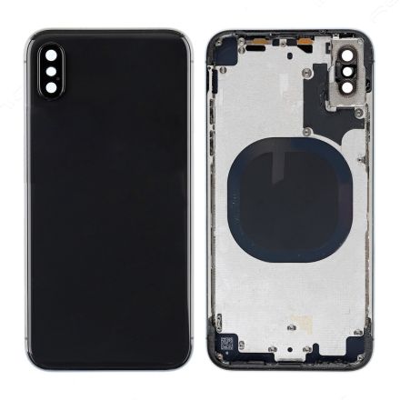 For iPhone X Back Cover Without Apple Logo - Black - Without Words