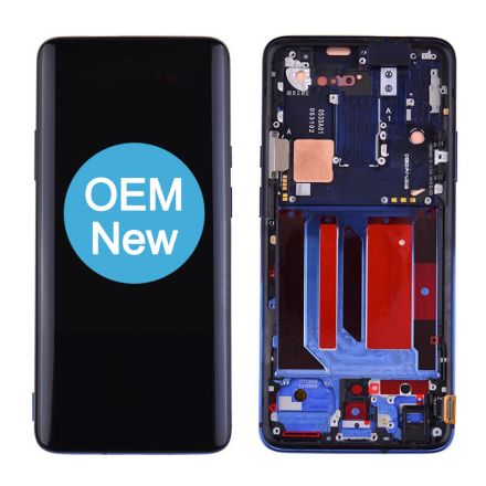 For OnePlus (1+) 7 Pro OLED Screen Digitizer Assembly with Front Frame - Nebula Blue - OEM New