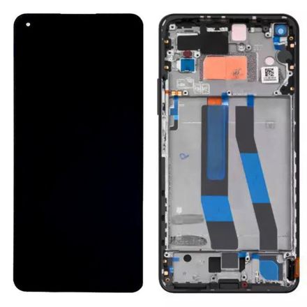 For Xiaomi 11 Lite 5G NE OLED Screen Digitizer Assembly with Front Frame - Truffle Black - OEM New
