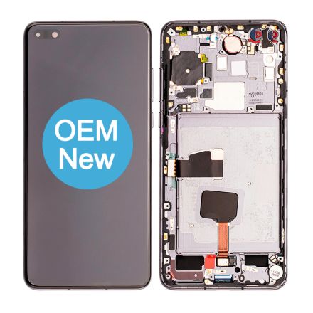 For Huawei P40 LCD Screen Digitizer Assembly with Front Frame - Black - OEM New