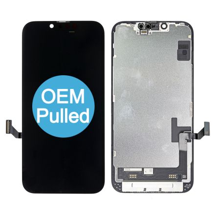 For iPhone 14 OLED Screen Digitizer Assembly with Frame - Black - OEM Pulled