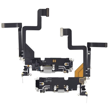 For iPhone 14 Pro Charging Port Flex Cable Ribbon - Silver - OEM Pulled