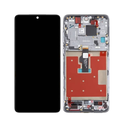 For Huawei Mate 50 OLED Screen Digitizer Assembly with Front Frame - Silver
