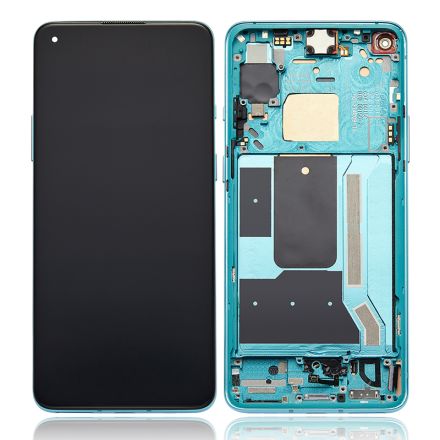 For OnePlus (1+) 8T OLED Screen Digitizer Assembly with Front Frame - Aquamarine Green - OEM New