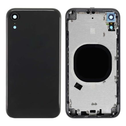 For iPhone XR Back Cover Without Apple Logo - Black - Without Words