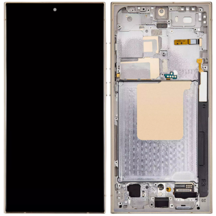 For Samsung Galaxy S24 Ultra 5G S928B OLED Screen Digitizer Assembly with Front Frame - Titanium Yellow - OEM New