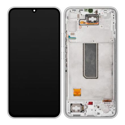 For Samsung Galaxy A34 5G SM-A346 OLED Screen Digitizer Assembly With Front Frame - Silver - OEM New