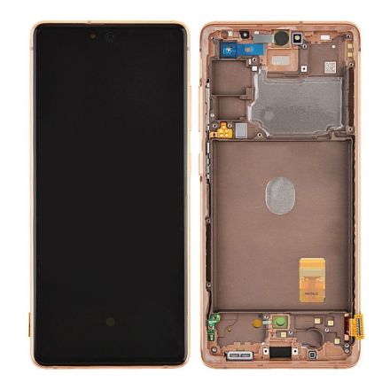 For Samsung Galaxy S20 FE G780 OLED Screen Digitizer Assembly with Front Frame - Orange - OEM New