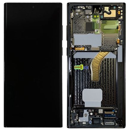 For Samsung Galaxy S22 Ultra S908U/S908B OLED Screen Digitizer Assembly with Front Frame - Black - OEM New
