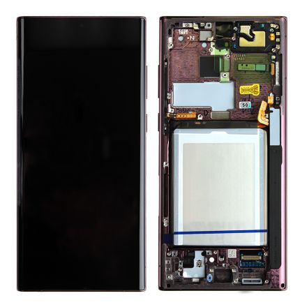 For Samsung Galaxy S22 Ultra S908U/S908B OLED Screen Digitizer Assembly with Front Frame - Burgundy - OEM New